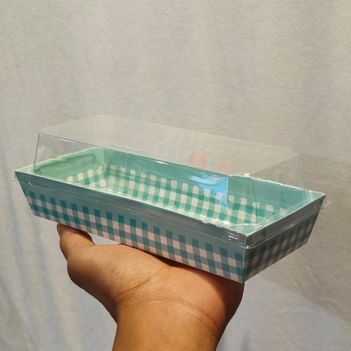 Rectangular Grid Pattern Loaf Box With Clear Lid |  Bakery Packaging Box | Pack of 50
