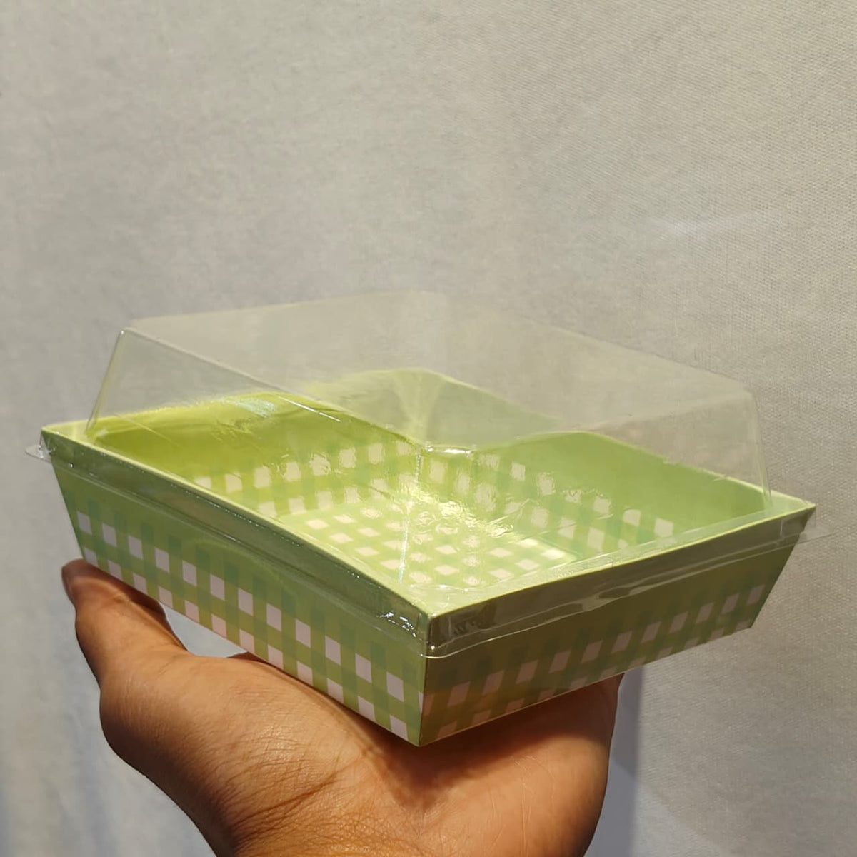 Grid pattern Clear Lid Dessert Box for Cakes, Cookies & Bakery Packaging | Pack of 50