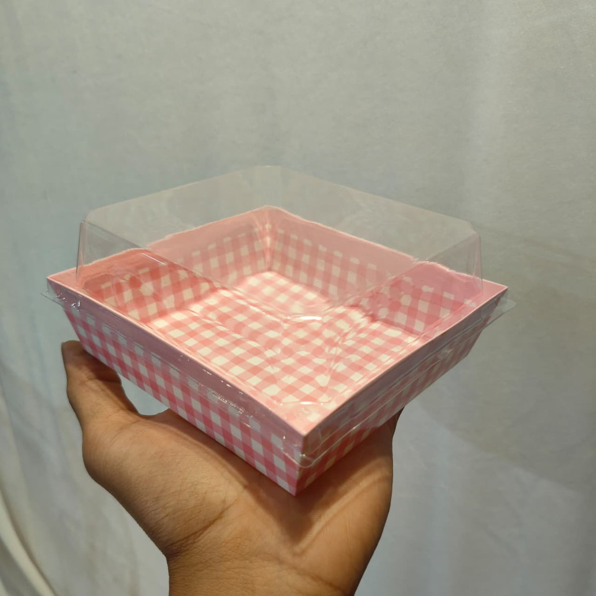 Grid pattern Clear Lid Dessert Box for Cakes, Cookies & Bakery Packaging | Pack of 50