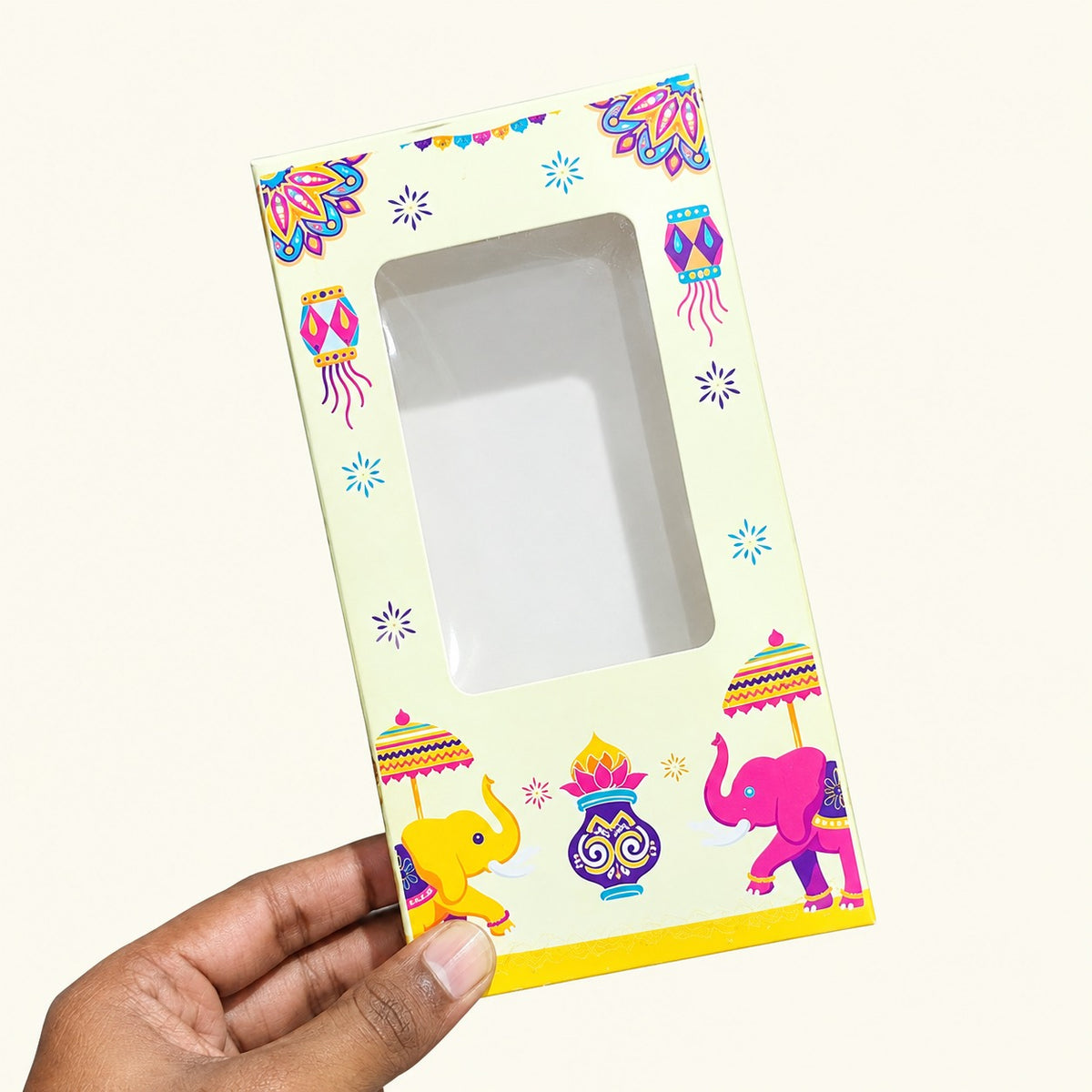 Diwali Theme Printed Chocolate Bar Box with Window | Multiple Designs | Pack of 10