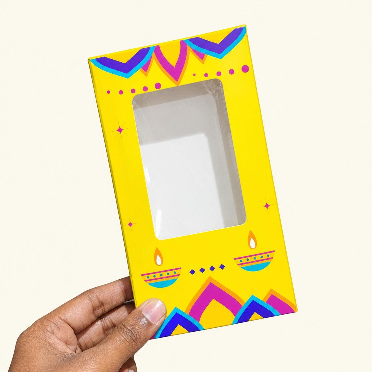 Diwali Theme Printed Chocolate Bar Box with Window | Multiple Designs | Pack of 10