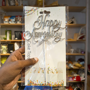 8.5 Inch Happy Anniversary Cake Topper | Multiple Colours | 1 Piece