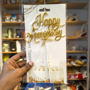 8.5 Inch Happy Anniversary Cake Topper | Multiple Colours | 1 Piece
