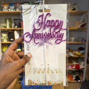 8.5 Inch Happy Anniversary Cake Topper | Multiple Colours | 1 Piece
