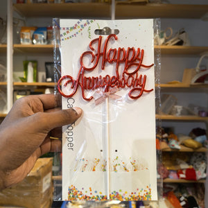8.5 Inch Happy Anniversary Cake Topper | Multiple Colours | 1 Piece