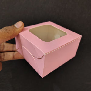 Pink Color Brownie Box | L Shape Window & Top Window | Multiple Capacities Available | Pack of 10