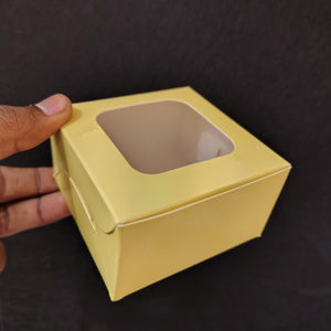 Yellow Color Brownie Box | L Shape Window & Top Window | Multiple Capacities Available | Pack of 10