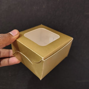 Matte Gold Color Brownie Box | L Shape Window & Top Window | Multiple Capacities Available | Pack of 10