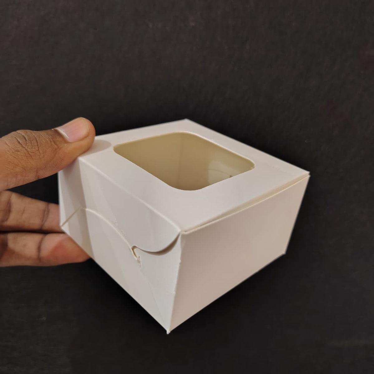 White Brownie Boxes | L Shape and Top Window | Food-Grade Paperboard | Multiple Capacities Available | Pack of 25