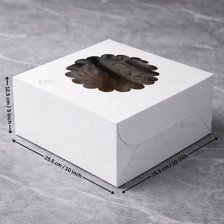 5 Inch Height | White Cake Box with Flower Window Top | Multiple Sizes Available | Pack of 25