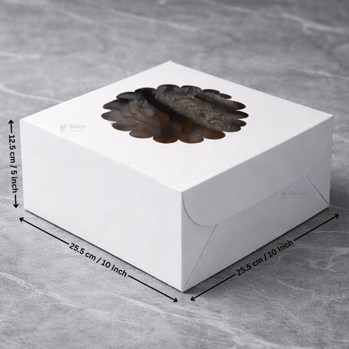 5 Inch Height | White Cake Box with Flower Window Top | Multiple Sizes Available | Pack of 25