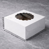 5 Inch Height | White Cake Box with Flower Window Top | Multiple Sizes Available | Pack of 25