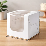 White Cake Box with L-Shape Window | 8 Inch Height | 2 Sizes Available | Tall Cake & Dessert Packaging | Pack of 25