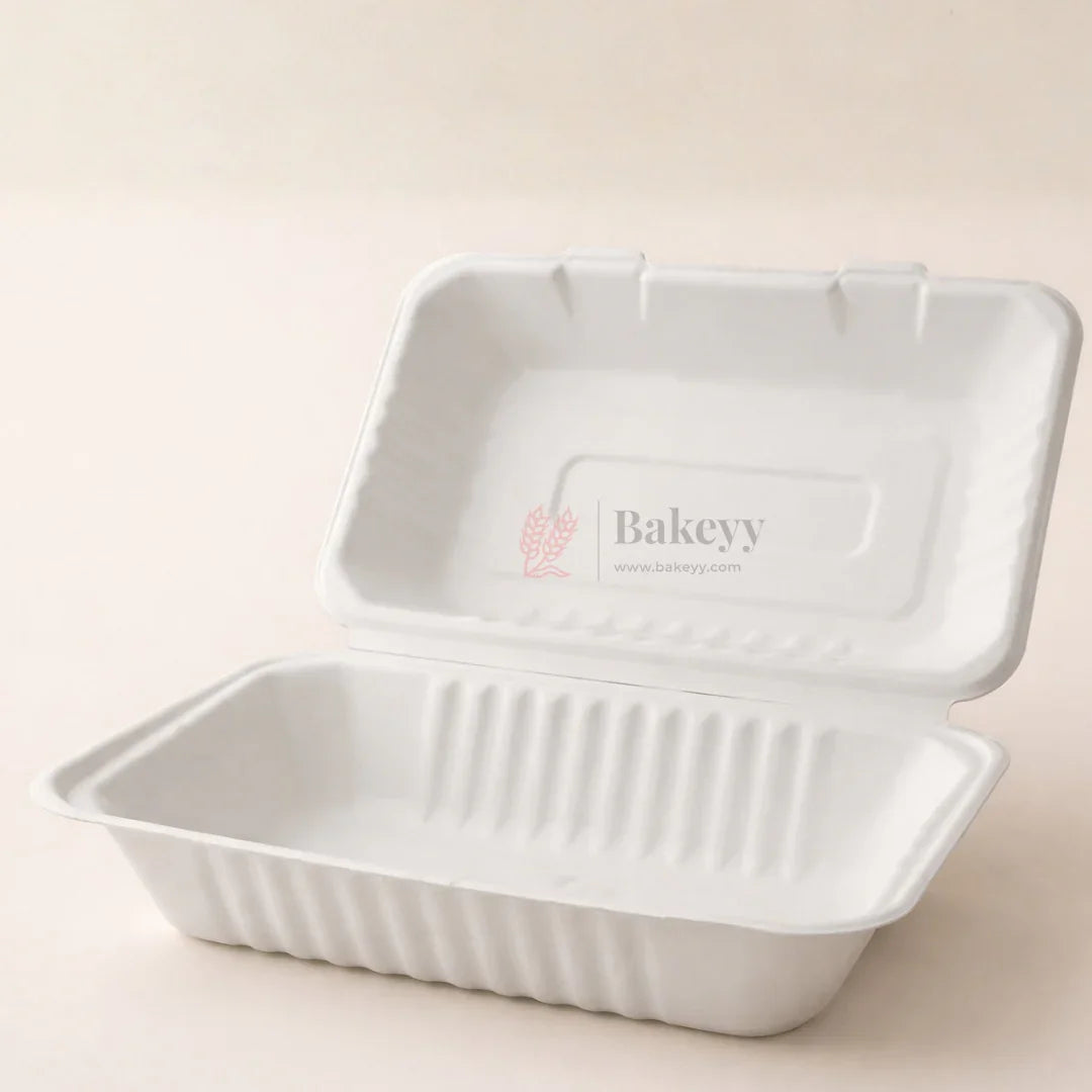 White Disposable Food Container with Lid | Meal Box Takeaway Packaging | Pack of 50 - Bakeyy.com - India - White Disposable Food Container with Lid | Meal Box Takeaway Packaging | Pack of 50 - Default Title 770.00