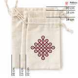 Kora Cotton Kolam Print Drawstring Potli Bag | Pack of 10