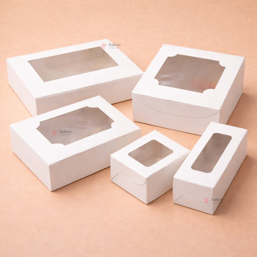 White Brownie Boxes | Food-Grade Paperboard | Multiple Capacities Available | Pack of 25