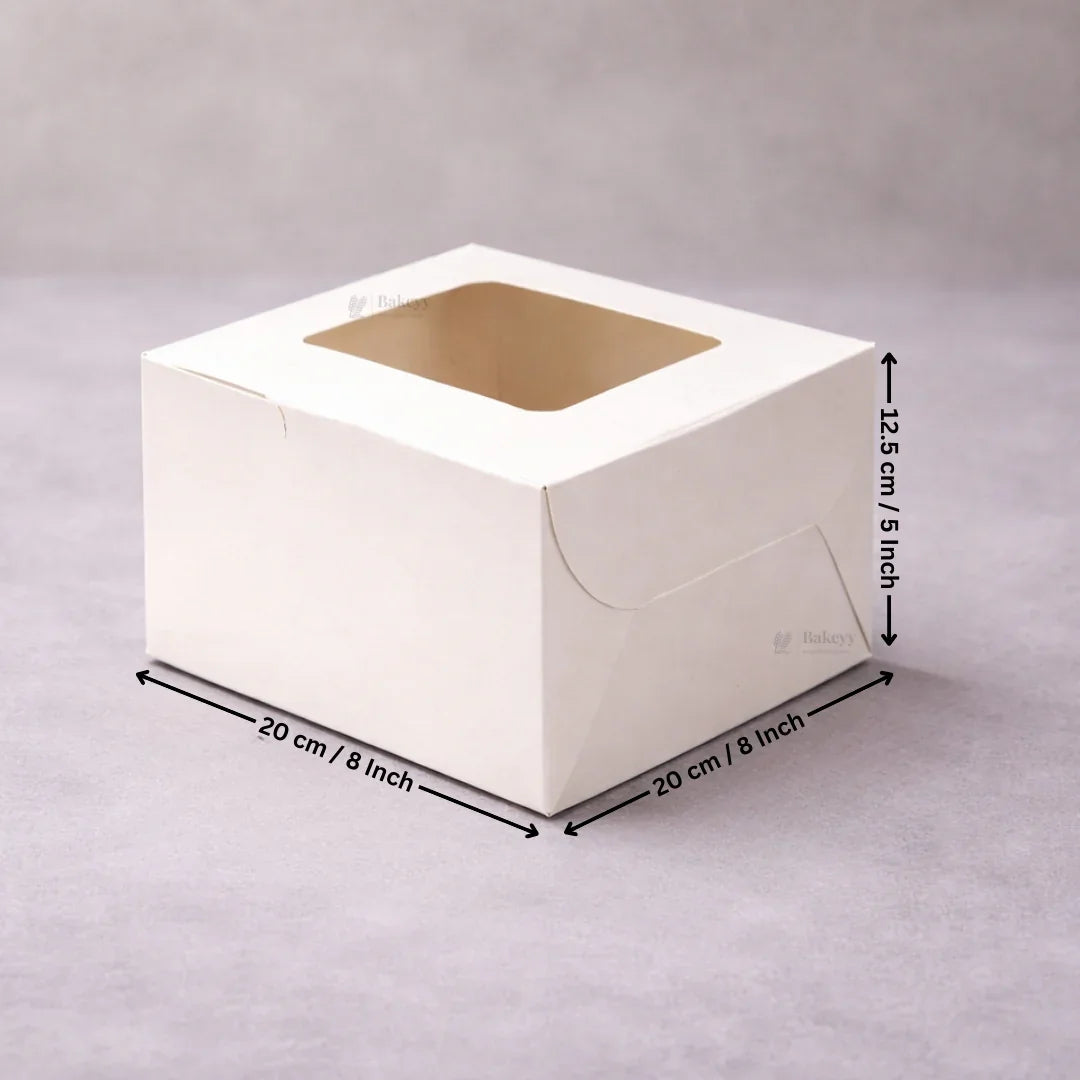 White Cake Box ITC Back | Square Shape Top window | Pack Of 25