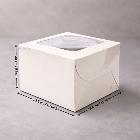 White Cake Box ITC Back | Square Shape Top window | Pack Of 25