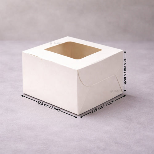 White Cake Box ITC Back | Square Shape Top window | Pack Of 25
