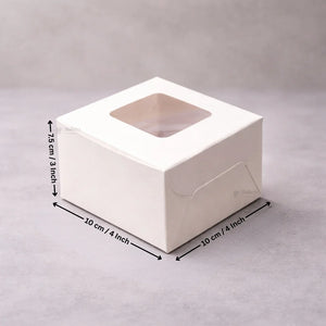 White Cake Box ITC Back | Square Shape Top window | Pack Of 25