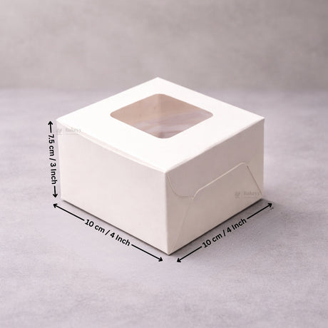 White Cake Box ITC Back | Square Shape Top window | Pack Of 25