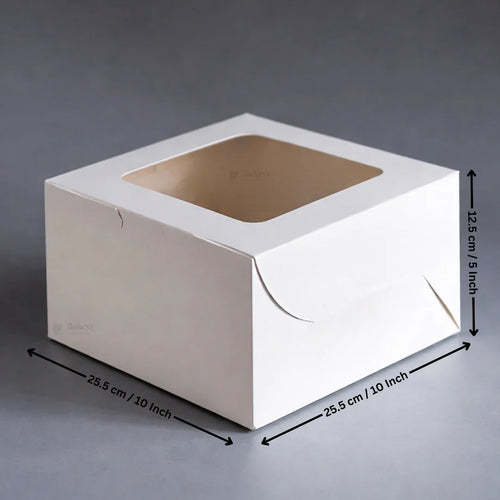 White Cake Box With Square Shape Top Window ITC Quality | Pack Of 25