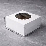 White Cake Box with Flower Window Top | Multiple Sizes Available | Pack of 25