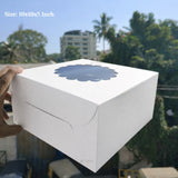 5 Inch Height | White Cake Box with Flower Window Top | Multiple Sizes Available | Pack of 25
