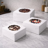 5 Inch Height | White Cake Box with Flower Window Top | Multiple Sizes Available | Pack of 25