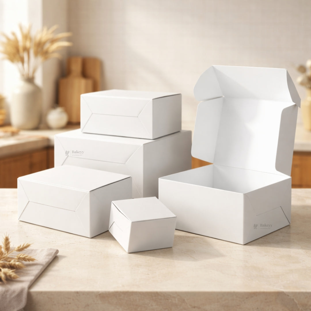 White Cake Box with ITC Back | Sturdy Cake Packaging Box | Multiple Sizes Available | Pack of 25