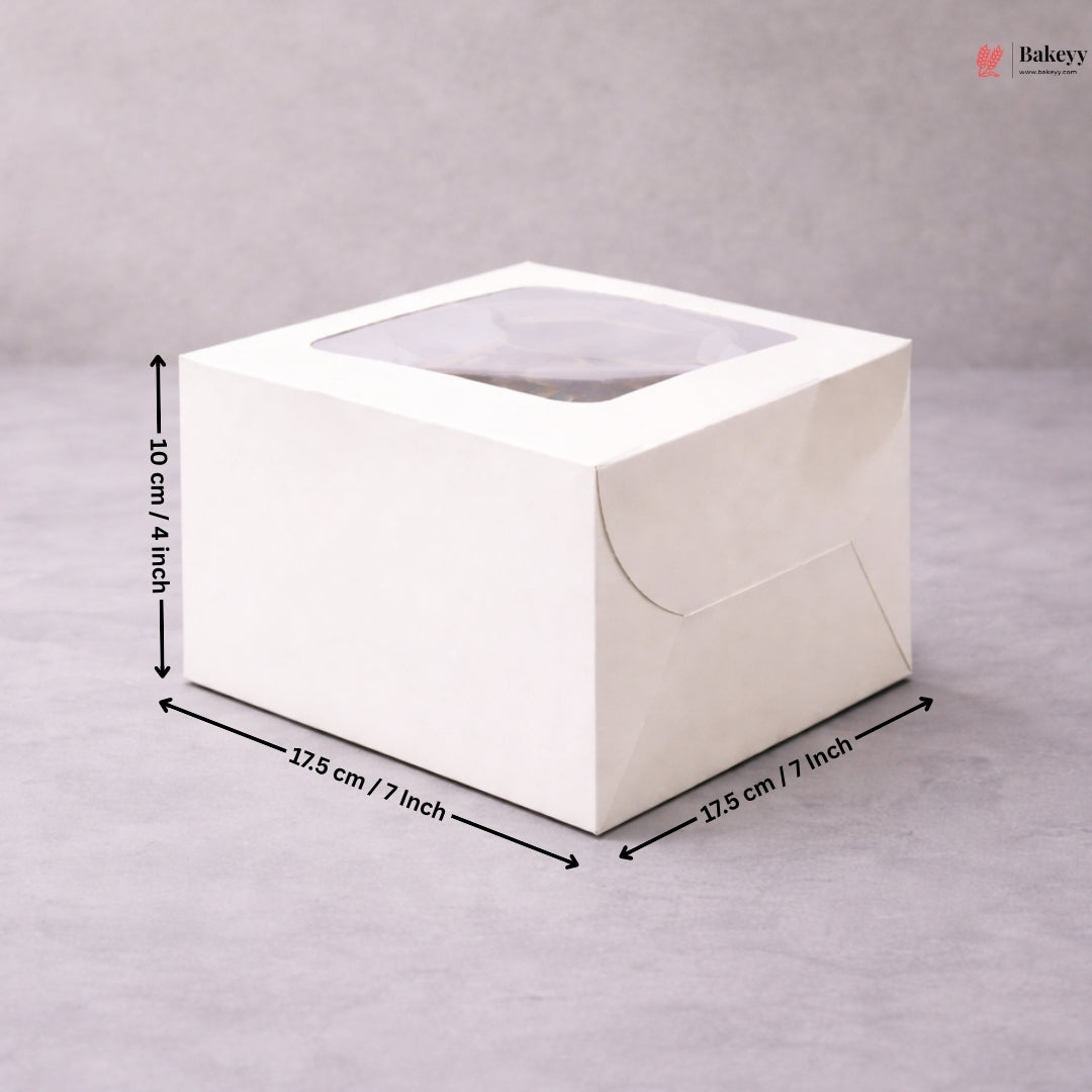 White Cake Box ITC Back | Square Shape Top window | Pack Of 25