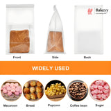 White Kraft Paper Bread Bags with Clear Window | Bakery Bags Tin Tie Tab Lock Treat Bag| Pack of 50