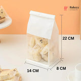 White Kraft Paper Bread Bags with Clear Window | Bakery Bags Tin Tie Tab Lock Treat Bag| Pack of 50