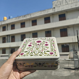 Premium Elegant Floral Tin Box – Pink & Gold Accents| Pack of 1