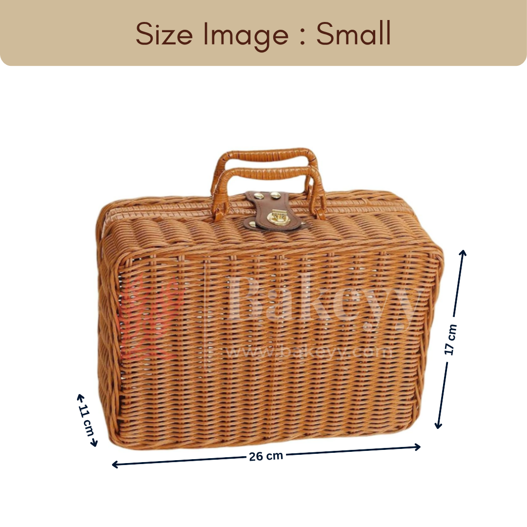 Handcrafted Multipurpose Storage Basket with Handle | Brown and White | Pack of 1
