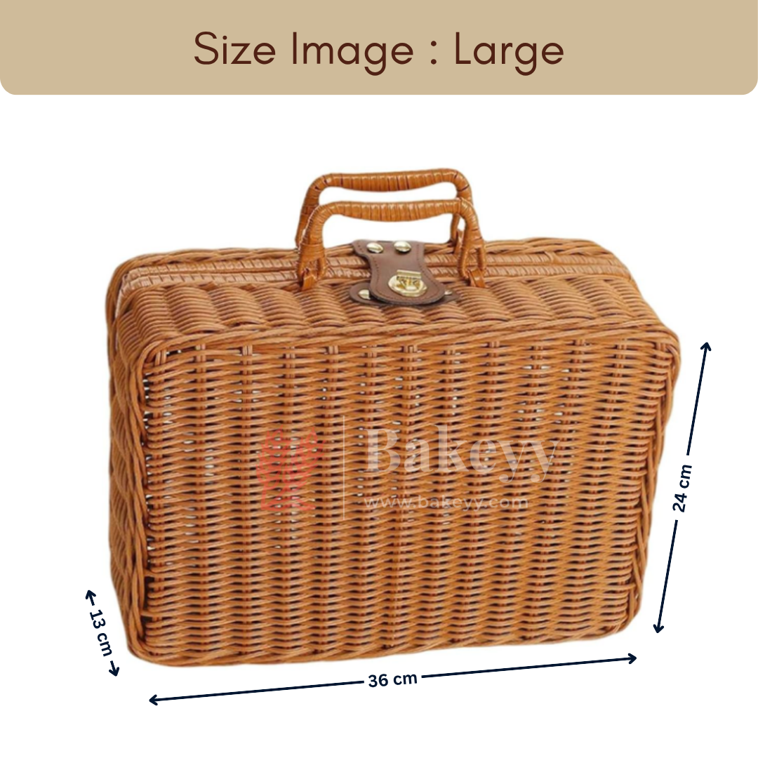 Handcrafted Multipurpose Storage Basket with Handle | Brown and White | Pack of 1