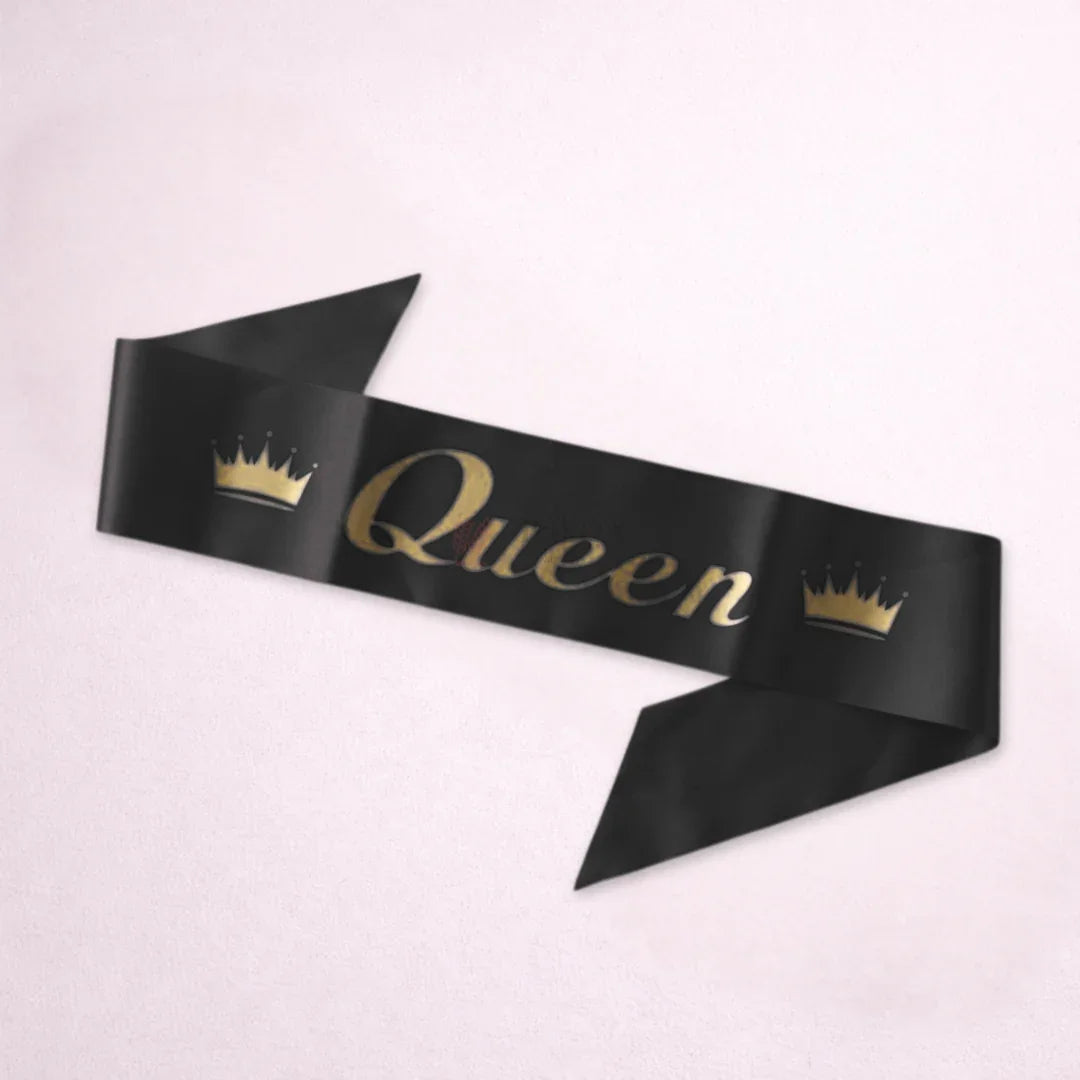 WomenQueenSatinPartySashwithCrownDesignPackof1_4 - Bakeyy.com