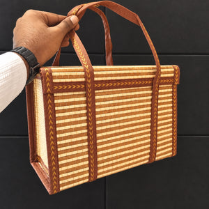 Wooden Basket with Woven Handle | Multiple Colours | Pack of 1