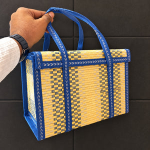 Wooden Basket with Woven Handle | Multiple Colours | Pack of 1
