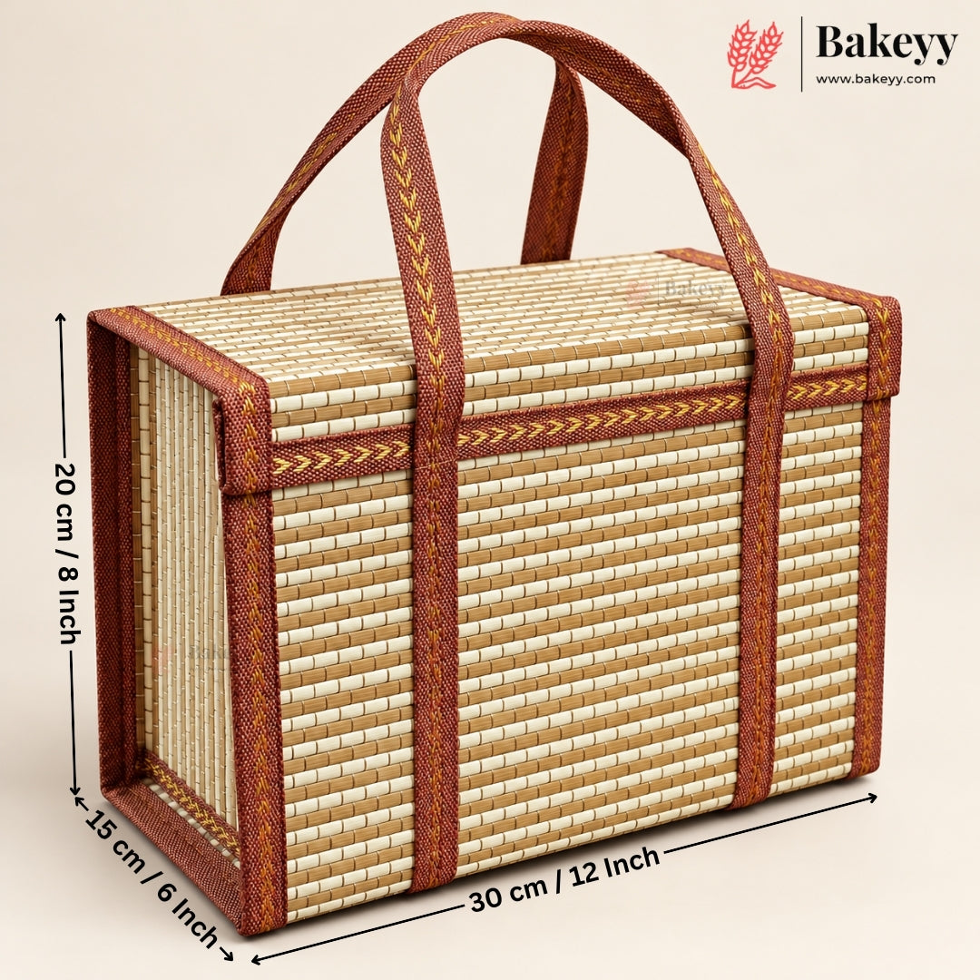 Wooden Basket with Woven Handle | Multiple Colours | Pack of 1