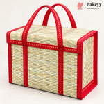 Wooden Basket with Woven Handle | Multiple Colours | Pack of 1