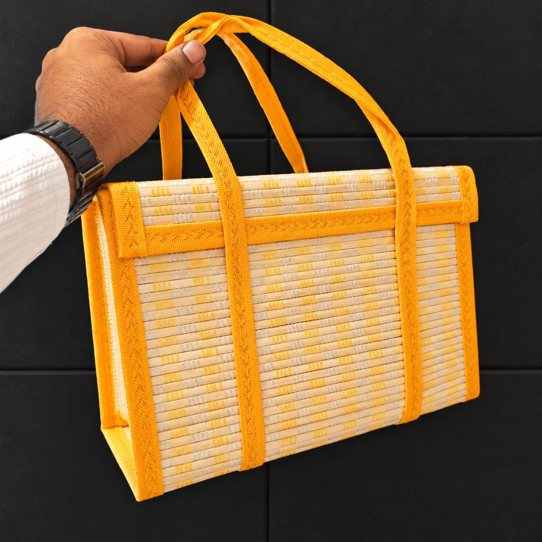 Wooden Basket with Woven Handle | Multiple Colours | Pack of 1