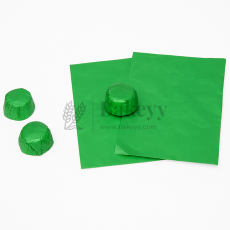 Small Aluminum Chocolate Wrapping Paper | Pack of 200 - Bakeyy.com - India - Small Aluminum Chocolate Wrapping Paper | Pack of 200 - Green