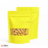 250 gm | Zip Lock Pouch | Lime Yellow Color With Window | 13x22 CM | Standing Pouch | 110 GSM | Pack of 100