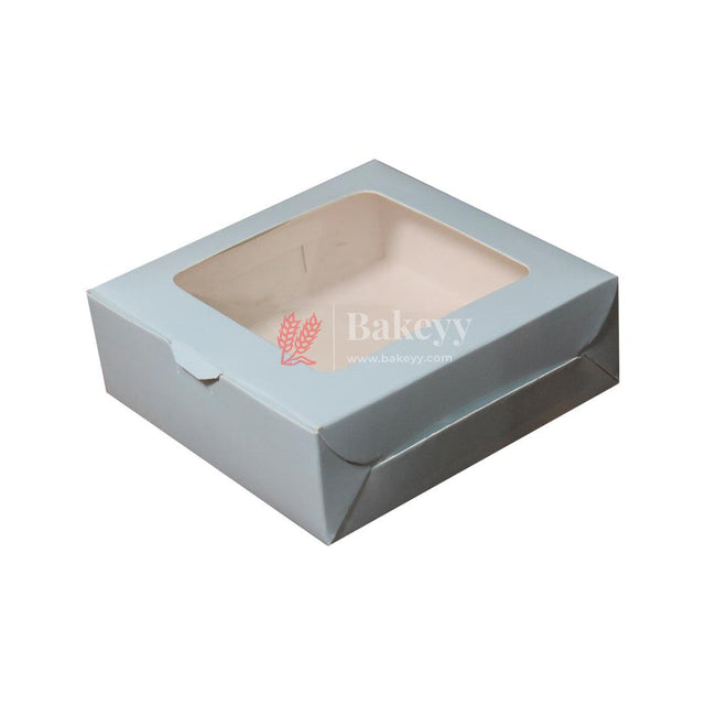 4 Brownie Box | Blue Color | With Window - Bakeyy.com - India - {{ variant.name }}