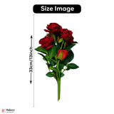 Artificial Red Rose Bouquet – 33cm | Decorative Faux Flower Bunch for Home & Gifting