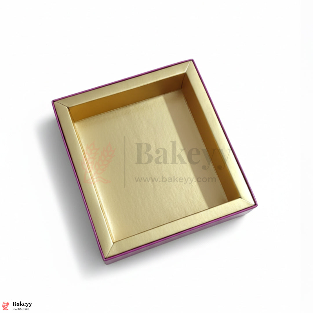 250 GM Sweet Box | 6x5.5x1.5 Inch | Elegant Lotus Design Sweet Gift Box with Golden Tray 1 Piece