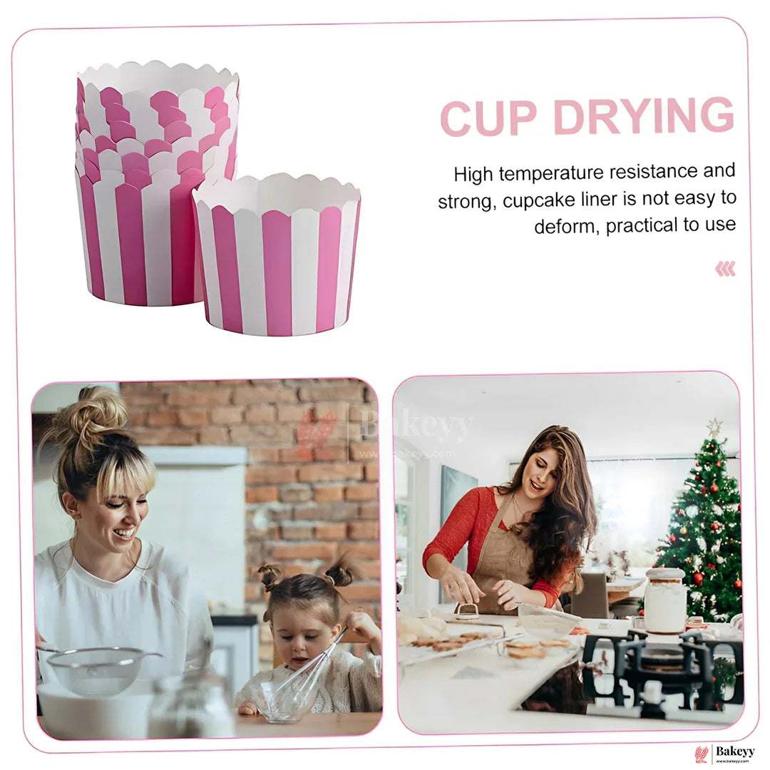 Pink & White Striped Scallop-Edge Baking Cups – Premium Paper Muffin Cup Liners | Pack Of 50 - Bakeyy.com - India - Pink & White Striped Scallop-Edge Baking Cups – Premium Paper Muffin Cup Liners | Pack Of 50 - Default Title