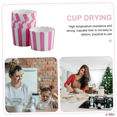 Pink & White Striped Scallop-Edge Baking Cups – Premium Paper Muffin Cup Liners | Pack Of 50 - Bakeyy.com - India - Pink & White Striped Scallop-Edge Baking Cups – Premium Paper Muffin Cup Liners | Pack Of 50 - Default Title