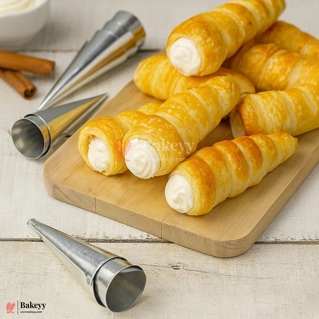 Aluminium Cone Mold – 6 Inch | Pack of 12 | For Ice Cream Cone, Cream Rolls & Pastries